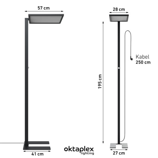 Büro Stehleuchte Malmö dimmbar neutralweiß 4000K 7500lm Licht für Arbeitsplatz Deckenfluter Aluminium schwarz 60W