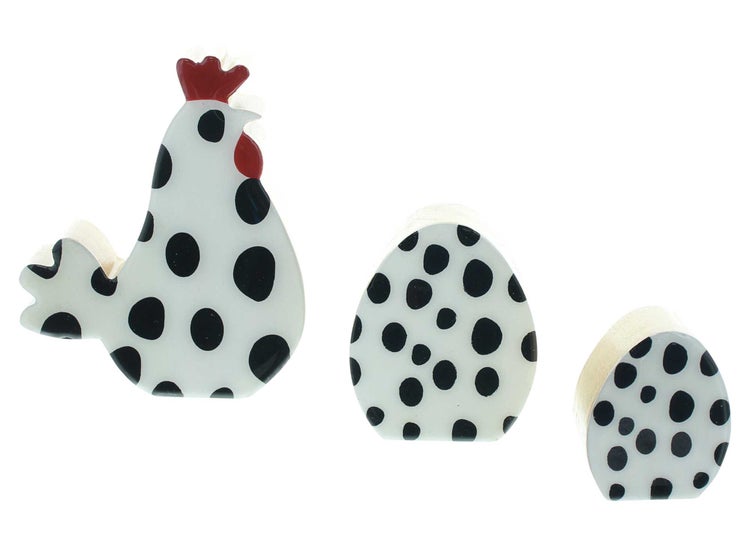 FRANK FLECHTWAREN | Osterdeko Puntos, 3er Set, HOLZ, H: 7cm, H: 9,5 cm, H: 12 cm