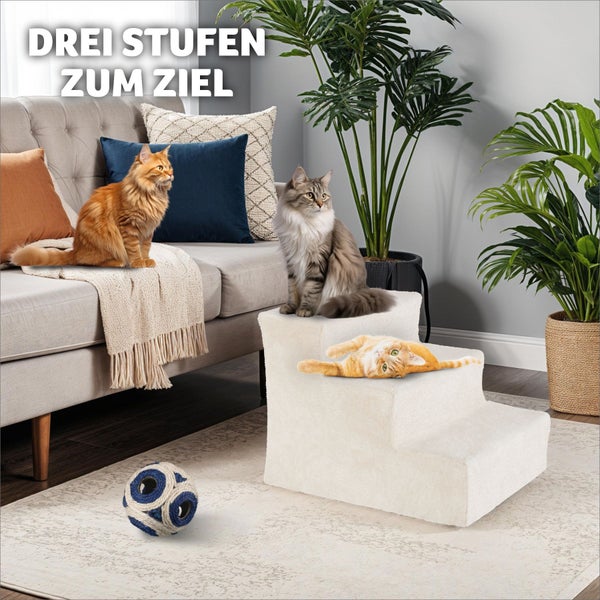 Haustiertreppe tectake Paw Path pflegeleicht, 37 x 45 x 34,5 cm für Hunde und Katzen Sand