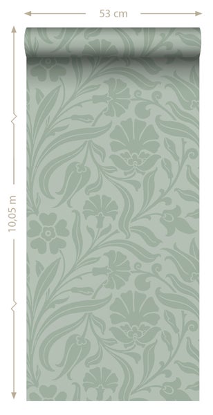 Tapetenrolle mit Blumenmuster, 53 cm breit und 10,05 m lang