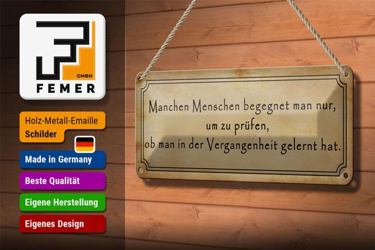 Blechschild Spruch 27x10cm manche Menschen begegnet man nur Dekoration