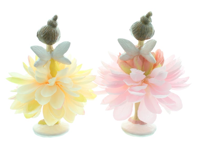 FRANK FLECHTWAREN|Dekofigur Blumenfee, 2er Set, 12 x 12 x 15 cm, POLYRESIN, POLYESTER