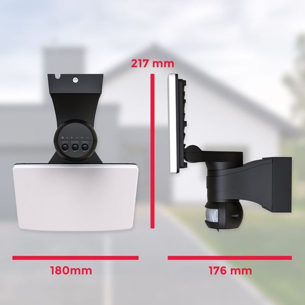 Außenstrahler - 20W, 2300lm, IP44, LED, mit Bewegungsmelder, neutralweiß, schwarz