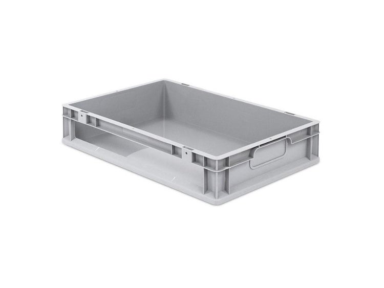 Mehrere graue Lagerboxen aus Kunststoff