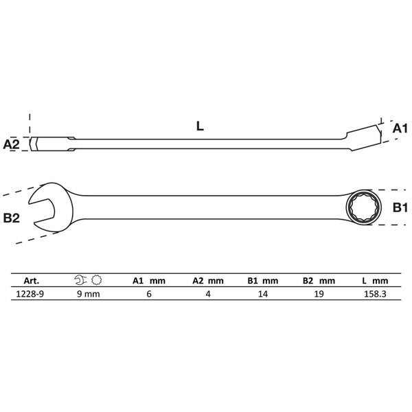 BGS Maul-Ringschlüssel extra lang SW 9 mm - 1228-9
