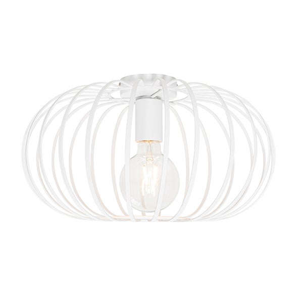 Deckenleuchte mit Metallkäfig und Glühbirne