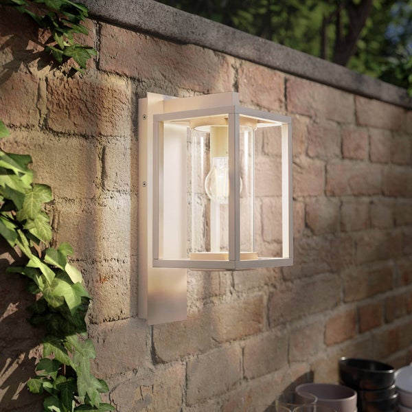 Lucande Wandleuchte außen Ferda (spritzwassergeschützt (Modern) in Creme aus Aluminium (1 flammig, E27) - Außenwandleuchten Wandlampe Led Außenlampe Outdoor für Außenwand/Hauswand Haus