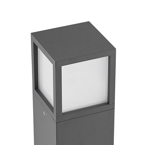 Lucande Außenleuchte Dewari (spritzwassergeschützt (Modern) in Alu aus Aluminium (1 flammig, E27) - Wegeleuchte Pollerleuchte Wegelampe Sockelleuchte