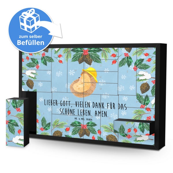 Mr. & Mrs. Panda Befüllbarer Adventskalender Igel Beten - Blau Pastell