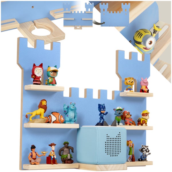 Wandregal tectake MyLittleStory Fortress 56 x 15,5 x 43 cm, unsichtbare Aufhängung  für bis zu 16 Tonies blau