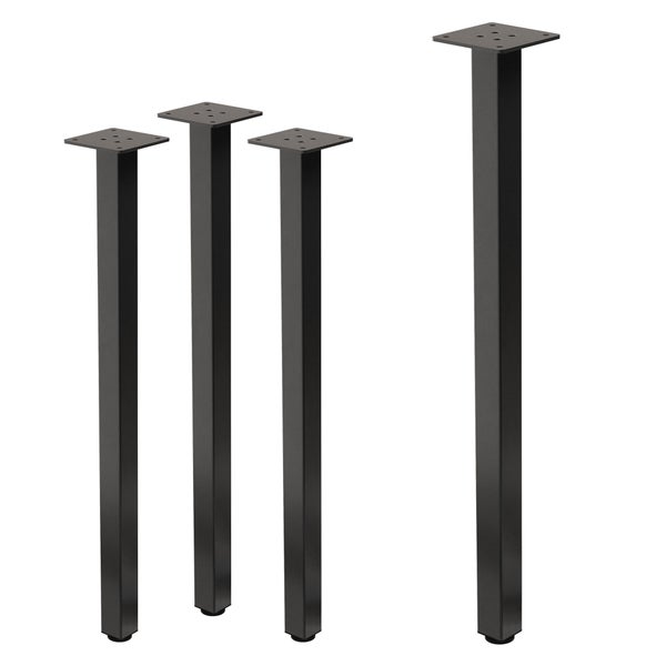 ML-Design 4er Set Tischbeine I-Design 72 cm, Dunkelgrau, Optik Industrial, Stahl, pulverbeschichtet, Profil 4x4 cm, Höhenverstellbare Möbelfüße 1-4cm, Möbelbeine für Esstisch Schreibtisch Arbeitstisch