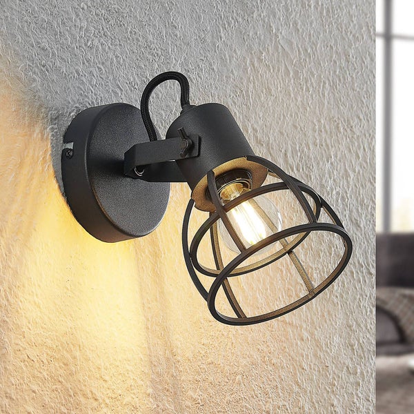 Lindby Strahler Flintos (Retro, Vintage Antik) in Schwarz aus Metall (1 flammig E14) - Deckenlampe Deckenleuchte Lampe Spot Wohnzimmerleuchte