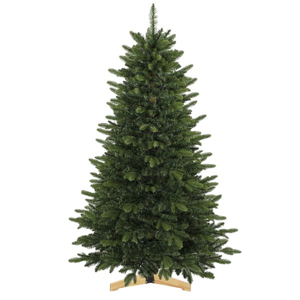 Vorher Nachher Vergleich eines künstlichen Weihnachtsbaums mit Aufbauzeit von 35 bis 45 Minuten.