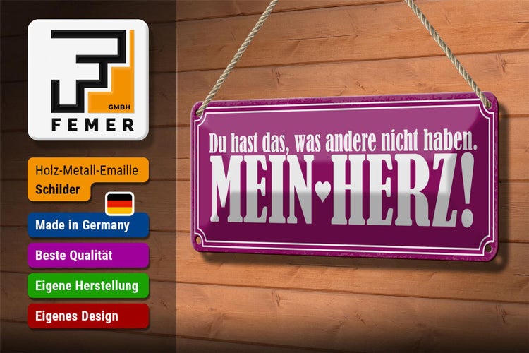 Blechschild Spruch 27x10cm hast was andere nicht mein Herz Dekoration
