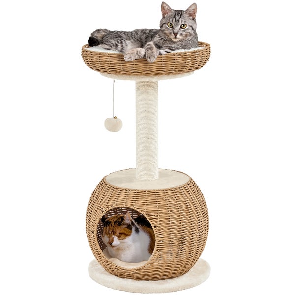 Katzenkratzbaum mit zwei Katzen