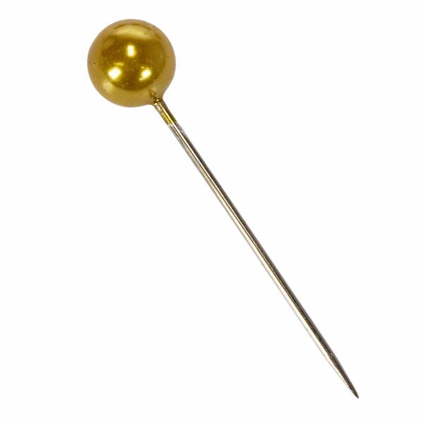 Eine Stecknadel mit rundem Kopf aus Metall zur Verwendung in Haushalt und Handwerk.
