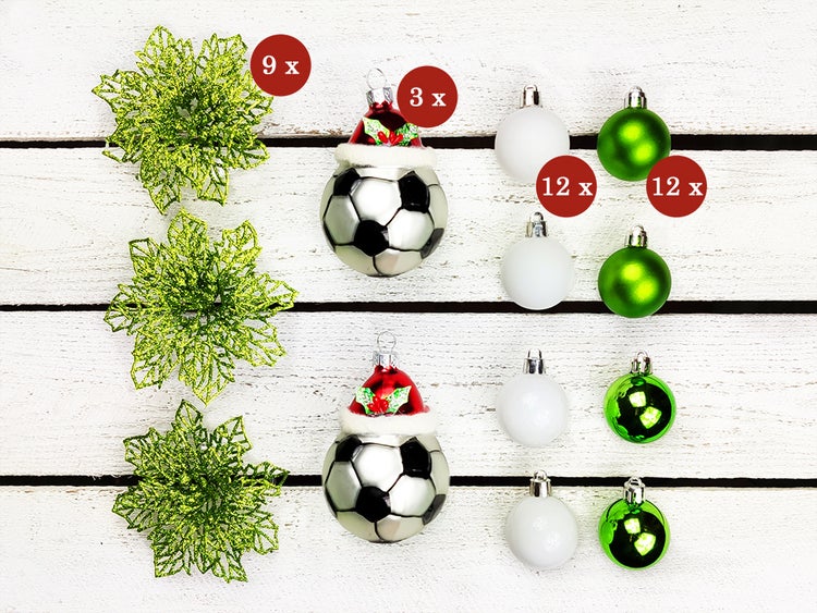 Geschmückter künstlicher Weihnachtsbaum FUSSBALL GESCHENK 60 cm mit LED-BELEUCHTUNG IM TOPF