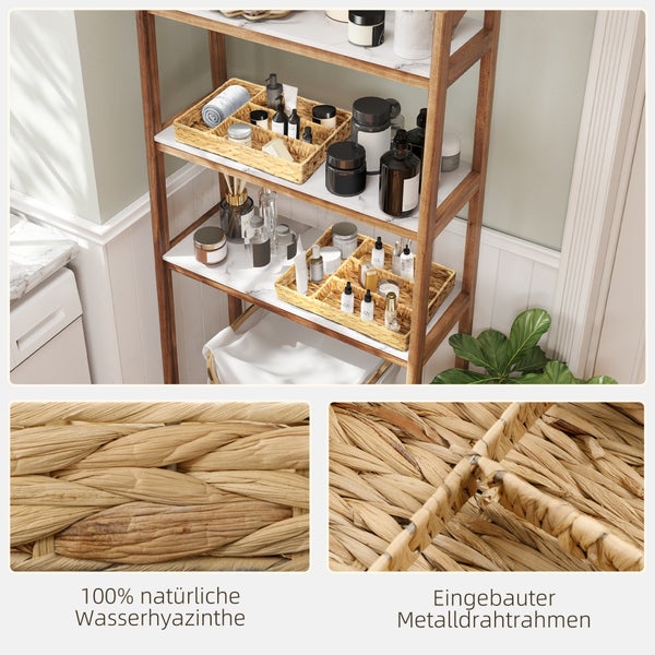 HOMCOM 2er-Set Aufbewahrungskorb, geflochtener Körbe aus Wasserhyazinthe, zum Aufbewahrung und Organisieren, für Wohnzimmer, Küche, Schlafzimmer, 36 x 26 x 5 cm, Naturholz