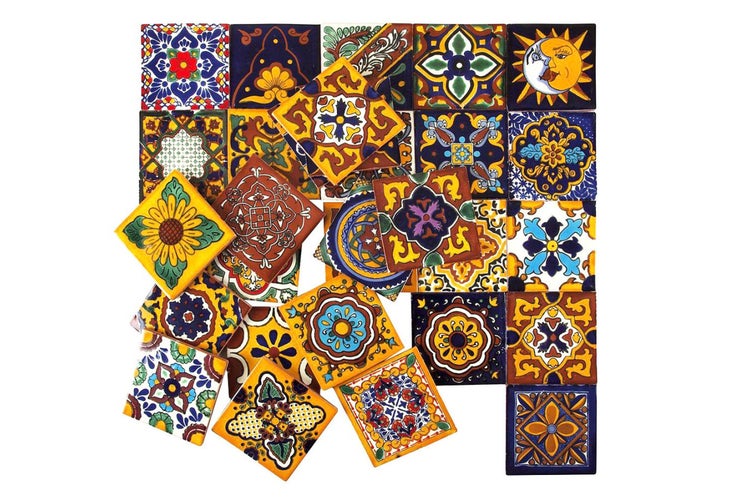 Mexikanische Mosaik Fliesen Girasol - Handgefertigte Keramikmosaik für Bad, Küche | Keramikfliesen-Packung enthält 30 Wandfliesen 10,5x10,5 cm