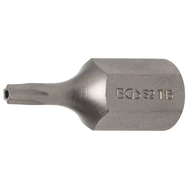 BGS Bit Antrieb Außensechskant 10 mm (3/8) T-Profil (für Torx) mit Bohrung T15 - 4615