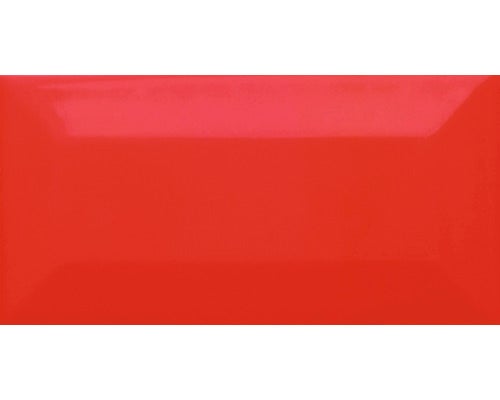 Wandfliese Facette Metro Rot glänzend 7,5x15cm