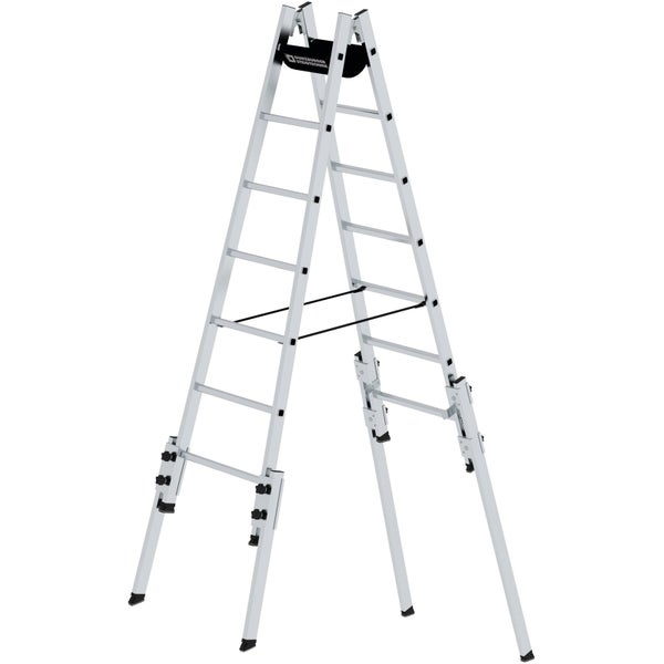 Günzburger Steigtechnik Aluminium Stehleiter 2x7 Sprossen treppengängig - 033514