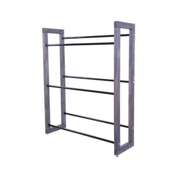 PROREGAL Getränkekistenregal HARZ HxBxT 137x112x35cm 9 Kisten auf 3 Ebenen Massives Kiefernholz Grau geölt