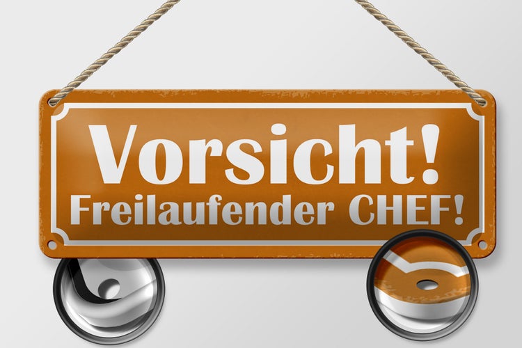 Blechschild Spruch 27x10cm Vorsicht freilaufender Chef Dekoration