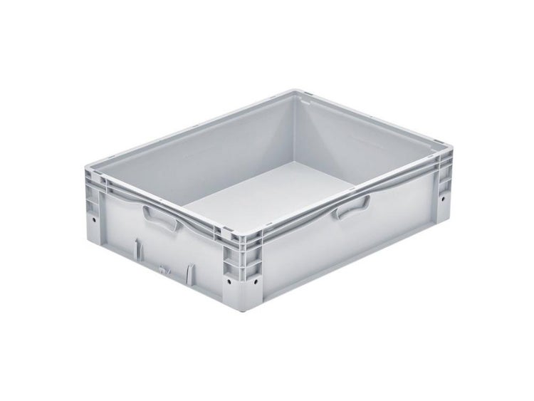 PROREGAL SparSet 4x Euro-Norm Großbehälter HxBxT 22 x 60 x 80 cm 91 Liter Glatter Boden Grau Eurobehälter Transportbox