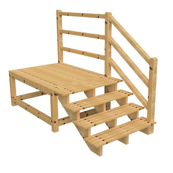 Holzpodest mit Treppe und Geländer