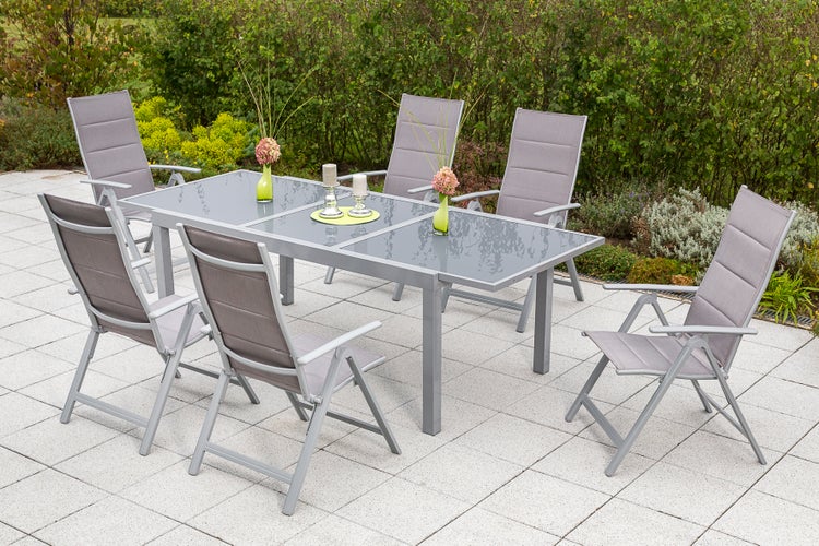 Taviano Gartenmöbelset 7tlg., Ausziehtisch 160 (220) x 90 cm, diamantbraun