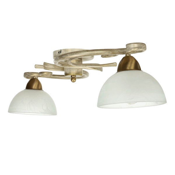 Deckenleuchte mit zwei Leuchten und Glasschirmen