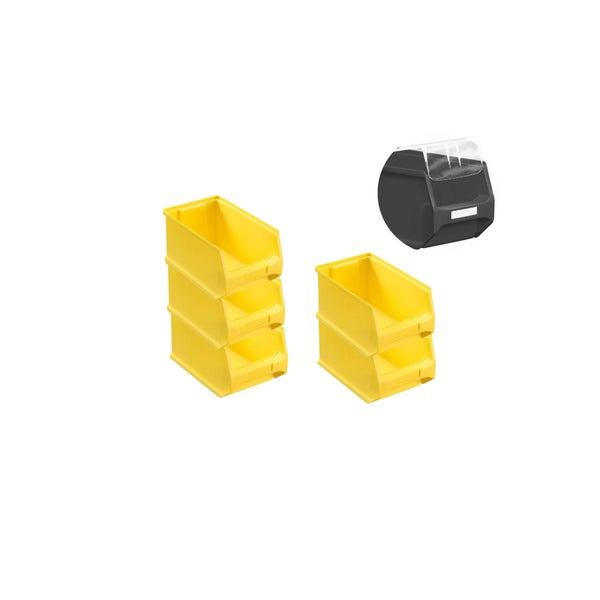 PROREGAL SparSet 5 x Gelbe Sichtlagerbox 3.0 Mit Abdeckung HxBxT 12,5 x 14,5 x 23,5 cm 2,8 Liter Sichtlagerbehälter Sichtlagerkasten