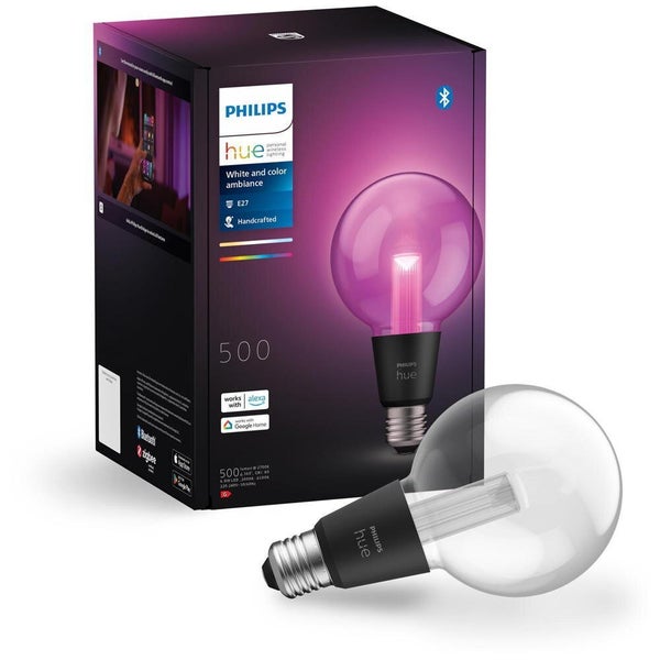 Philips Hue Bluetooth White & Color Ambiance Lampe Lightguide E27 Globe 6,8W 500lm