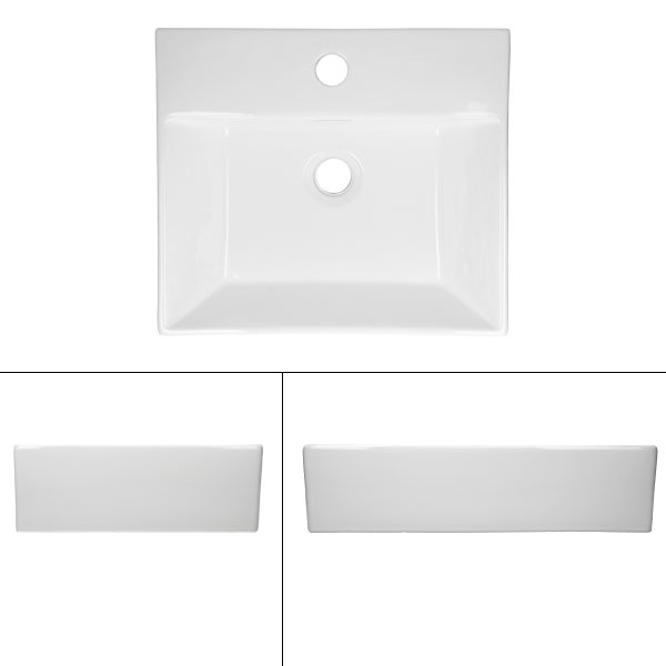 ECD Germany Waschbecken Waschtisch 415x360x130mm Keramik Eckig Weiß + Wasserhahn ausziehbare Brause Standard Chrom + Ablaufgarnitur Pop-Up Ventil Chrom, Aufsatzwaschbecken Aufsatzwaschtisch Waschplatz