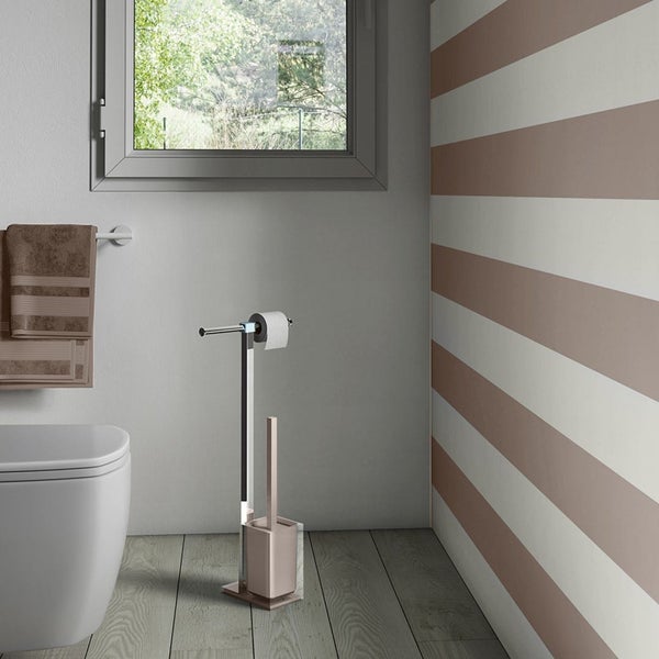 Toilettenbürstengarnitur und Papierrollenhalter aus Harz und Edelstahl | Arcobaleno