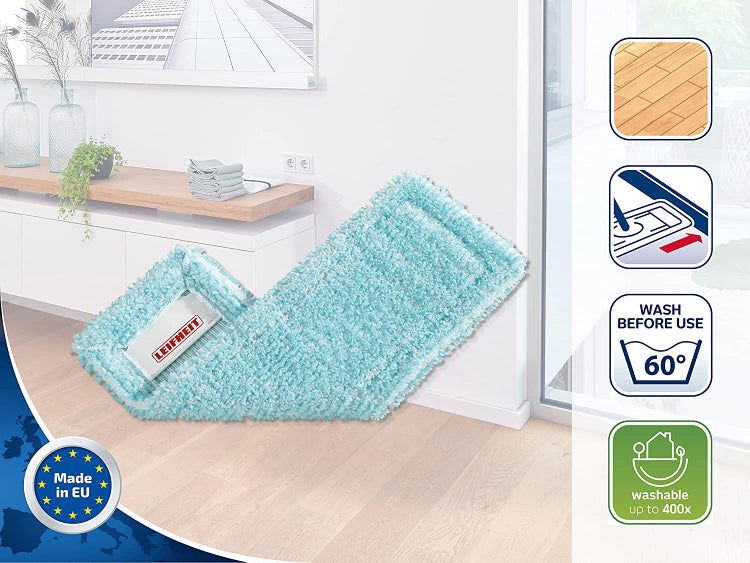 Leifheit 3er Set Wischbezug Profi XL micro duo, super soft & static plus, verschiedene Ersatzbezüge für alle Bodenarten, Wischüberzug für Parkett, Laminat, Fliesen und zum trockenen Staubwischen