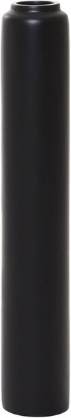 Hohe, zylindrische Blumenvase in mattem Schwarz aus Keramik.