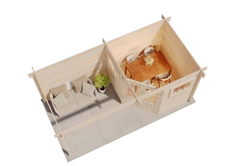 Alpholz 5-Eck Gartenhaus Mosel-28 aus Massiv-holz, Gerätehaus mit 28 mm Wandstärke, Garten Holzhaus inklusive Montagematerial, Geräteschuppen Größe: 500 x 250 cm, Flachdach