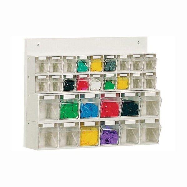 Lockweiler Klarsichtmagazin mit Holzrückwand H 410 x B 600 x T 108 mm weiß - 1553014