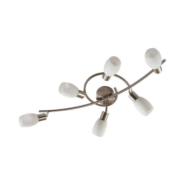 Lindby Glas Deckenlampe, Deckenstrahler drehbar und schwenkbar Deckenleuchte 6x E14 ohne Leuchtmittel Wohnzimmerlampe Küchenlampe Strahler Spot