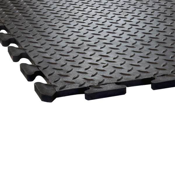 PROREGAL Anti-Ermüdungs-Gummifliese Zentralstück | BxL 80x70cm | Stärke 1,2cm | Schwarz | Anti-Rutsch, Matte, Bodenschutz