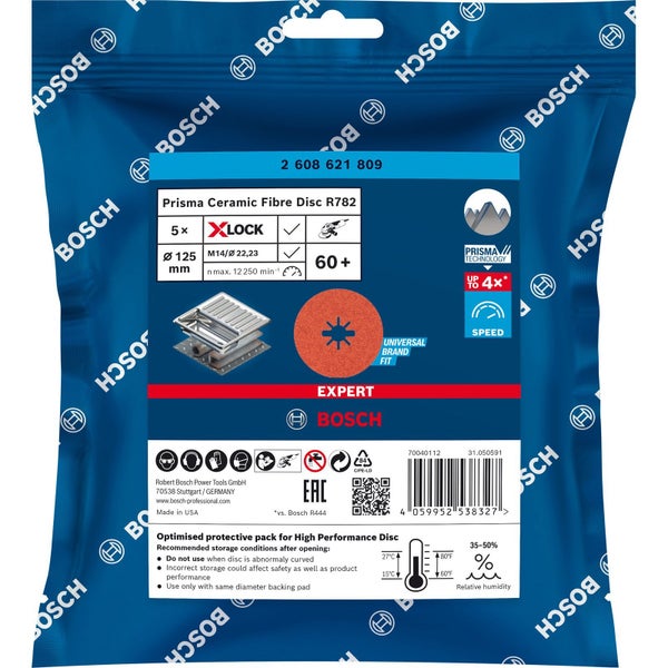 Bosch 5x Expert R782 Prisma Ceramic X-LOCK Fiberscheibe 125 mm G 60 - 2608621809