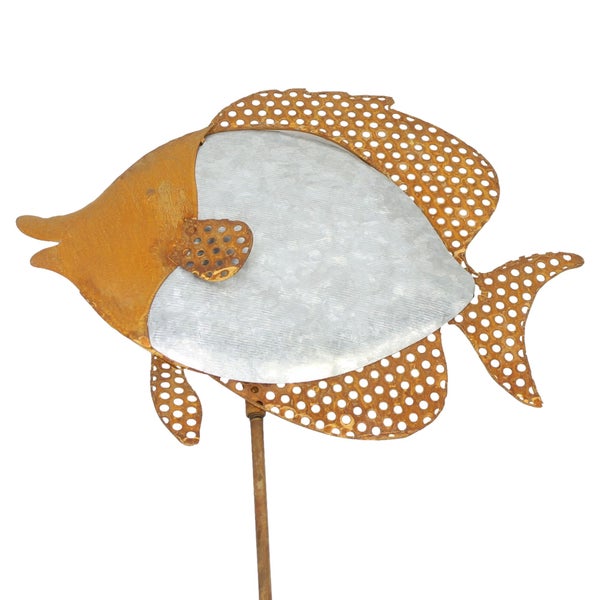 FRANK FLECHTWAREN | Gartenstecker Fisch, METALL, 23 x 2 x 113 cm