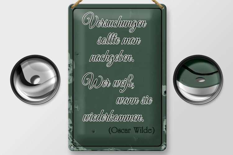 Blechschild Spruch 20x30cm Versuchungen soll man nachgeben