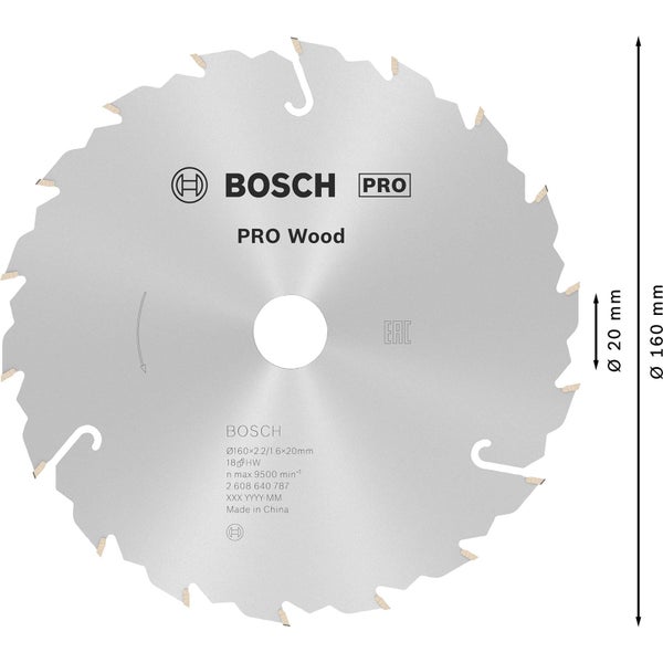 Bosch Pro Wood Kreissägeblatt, Durchmesser 160 Millimeter