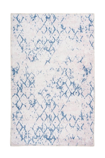 Flachflor Teppich Paradisia Weiß / Blau Modern 80 x 150 cm