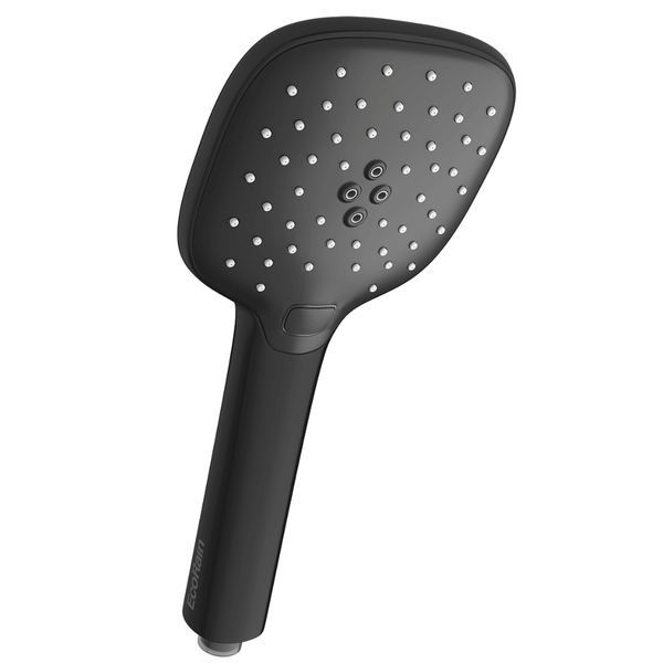 EcoRain 50% Wassersparender Duschkopf Kay 12 CM mit Wasserfilter - 3 Strahlarten - Hoher Wasserdruck - Universeller Anschluss - Anti-Kalk Duschkopf - Schwarz