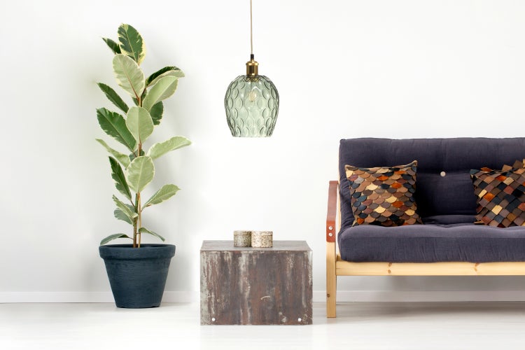 Vintage Glaslampe Grün, Hängelampe Retro Glaskugellampe 27 cm | Wohnzimmer Esszimmer Leuchte