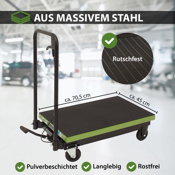 Handwagen aus massivem Stahl mit rutschfester Oberfläche, pulverbeschichtet, langlebig und rostfrei, circa 70,5 x 45 cm